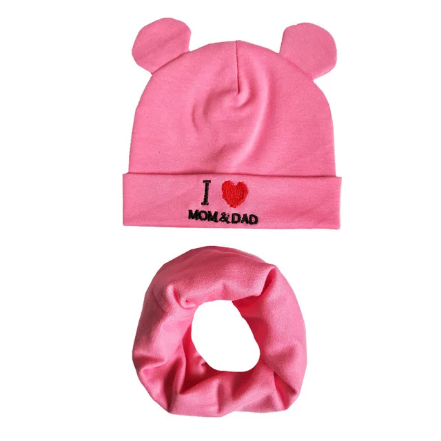 pink rose set Мультфильм милый медведь ухо Шапки для мальчиков и девочек Детские хлопковые прочная Чашка мягкая теплая шапка милыми ушками Демисезонный ребенка и детская шапочка Кепки s - Цвет: pink rose set