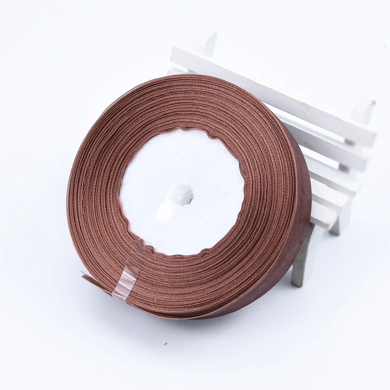 brown 45 метров/рулон дешевой шелковой шифоновой ленты для свадьбы рождественской вечеринки украшения DIY лук ленты для поделок карты упаковочные материалы для подарков - Цвет: brown