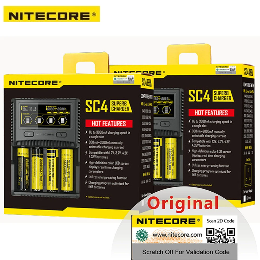 Горячая NITECORE SC4 SC2 превосходное Зарядное устройство Car для литий ионный IMR LiFePO4 Ni