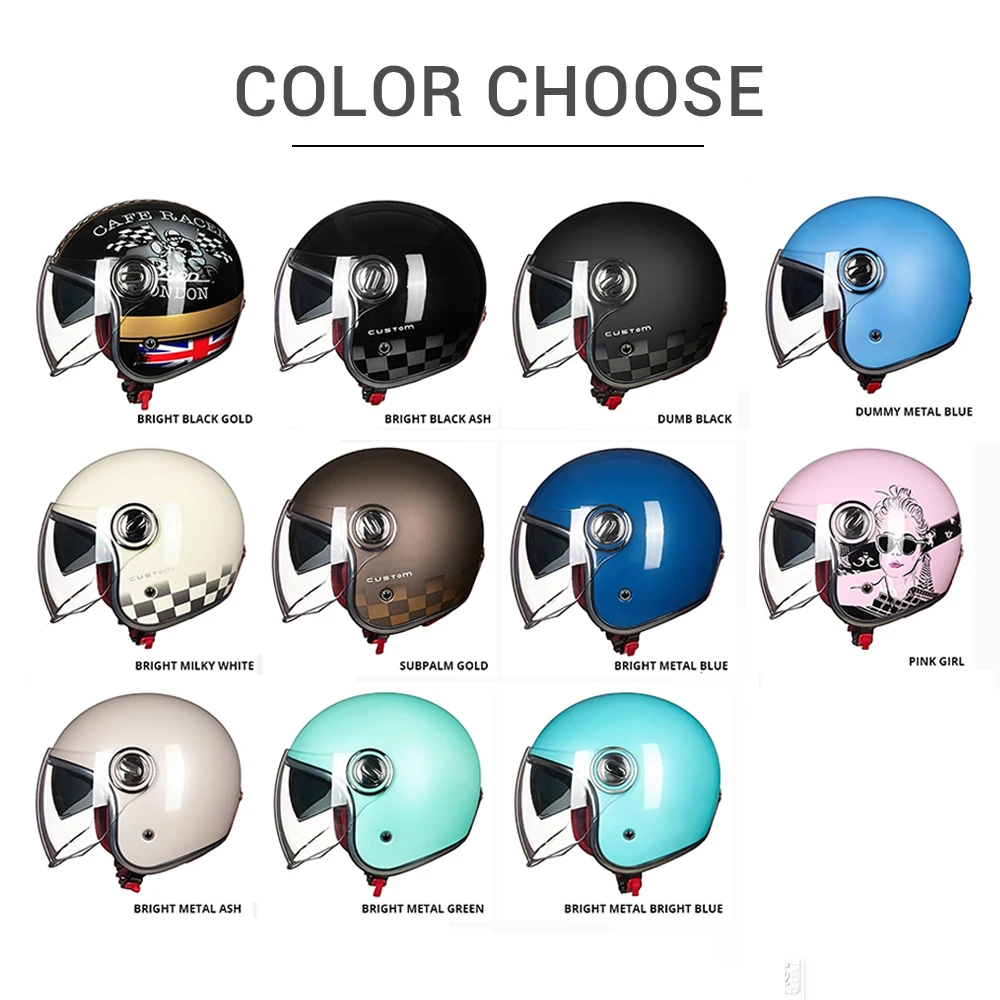 BEON Новый мотоциклетный шлем Ретро стиль кафе гонщик чоппер двойной объектив