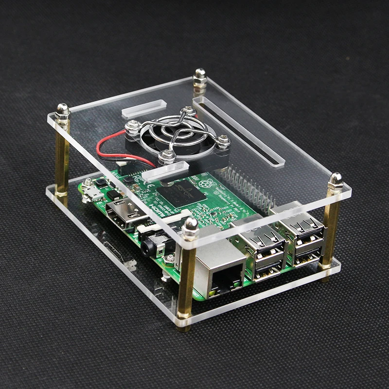 Для Raspberry Pi 4 акриловый чехол прозрачный корпус с охлаждающим вентилятором металлический чехол для Raspberry Pi 3 3B Plus