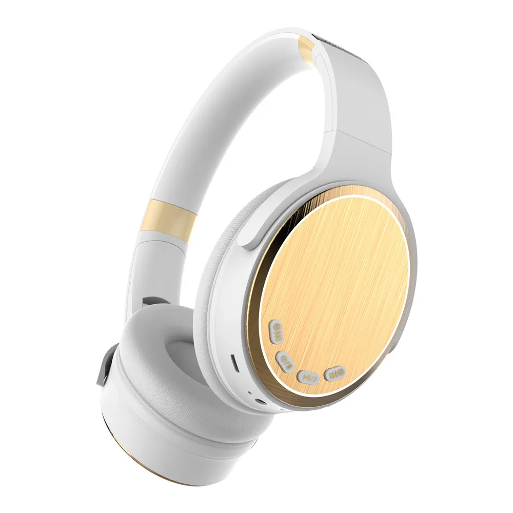 White Gold Беспроводные Bluetooth наушники Hi-Fi стерео бас складные спортивные музыкальные проводные наушники с микрофоном TF слот наушники для телефона ПК - Цвет: White Gold