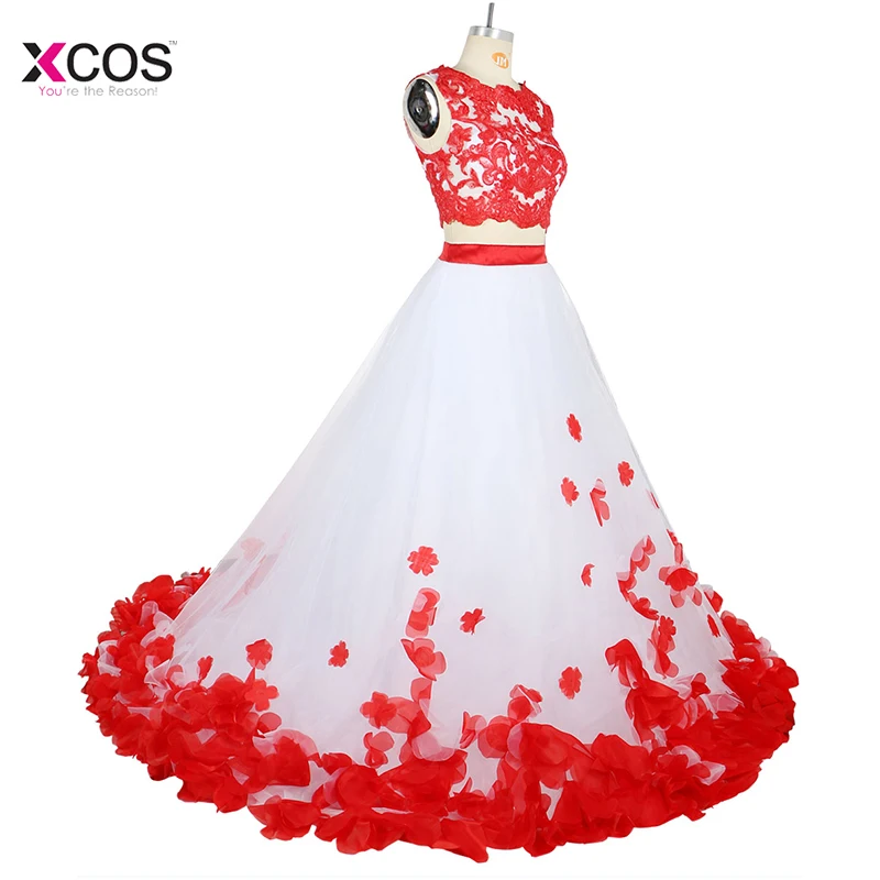3D Цветочные богемные белые Красные кружевные платья для выпускного вечера