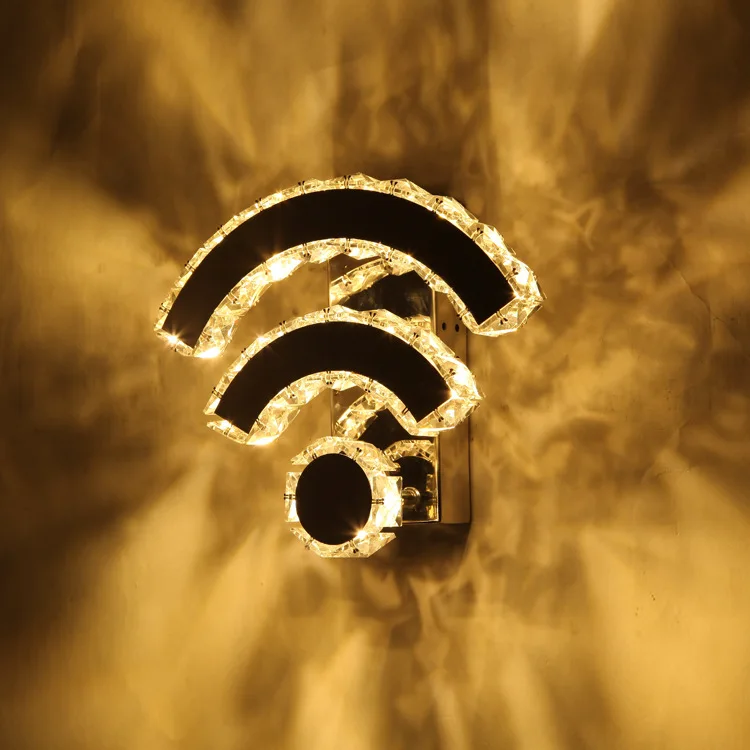 Wifi логотип в форме стены Современный Бра светодиодный кристалл настенный