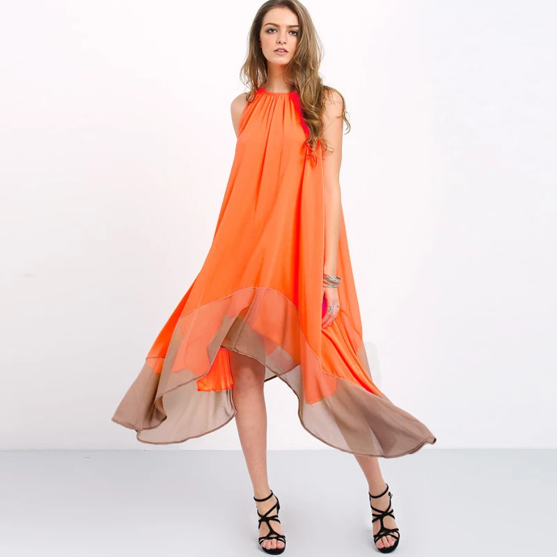 Для женщин модное летнее пляжное платье пикантные рукавов Boho Спагетти ремень
