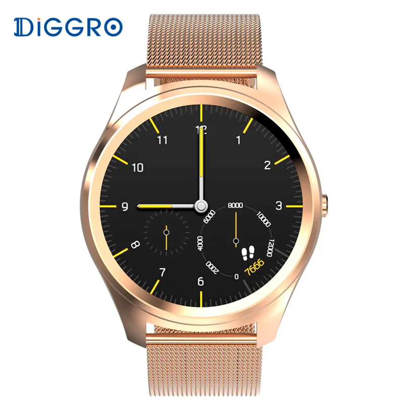gold steel band Diggro DI03 Смарт часы Bluetooth 4,0 Пульс IP67 Водонепроницаемый MTK2502 вызов SMS напоминание шагомер для Android IOS PK K88H - Цвет: gold steel band