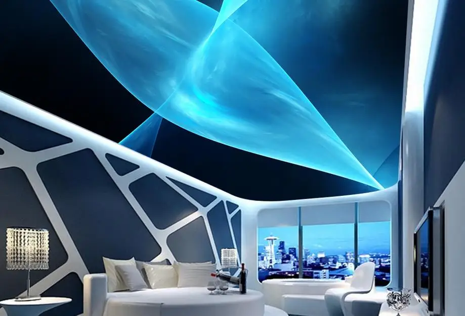 Фотообои настенные фрески потолочные обои синие абстрактные модные потолок
