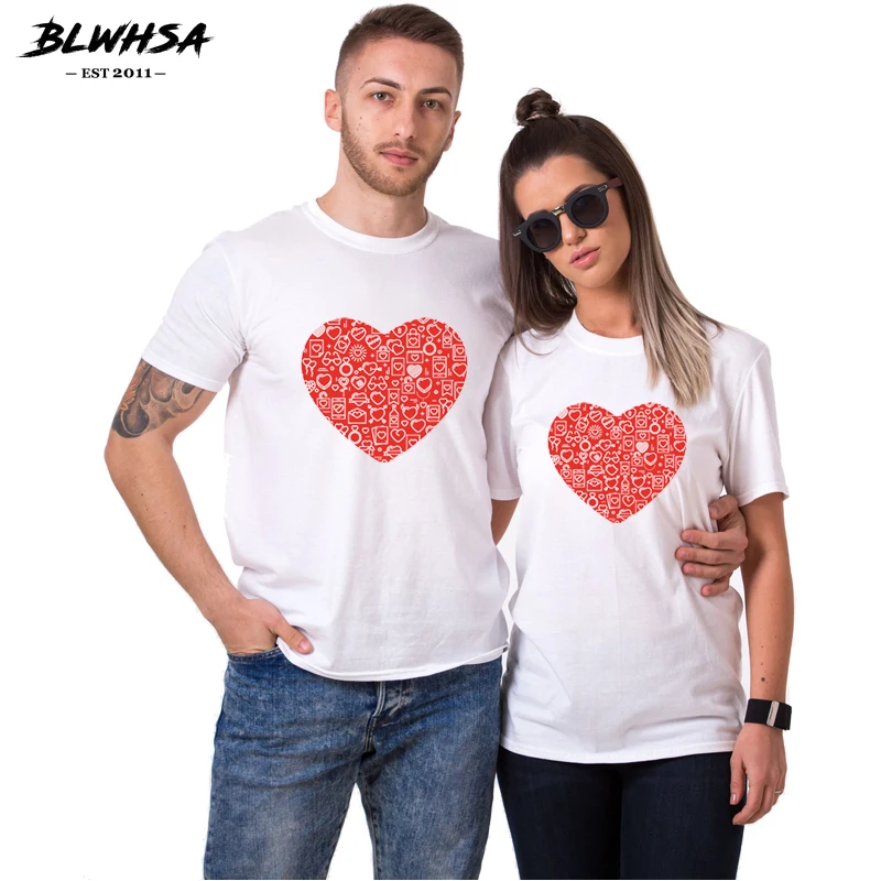 Футболка BLWHSA женская с принтом Love повседневная Милая рубашка коротким рукавом в