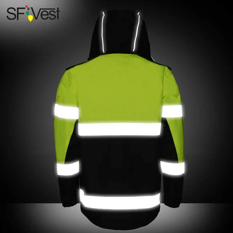 SFVest двухцветная парка с 3 м лентой Hi Viz Водонепроницаемая Светоотражающая Рабочая
