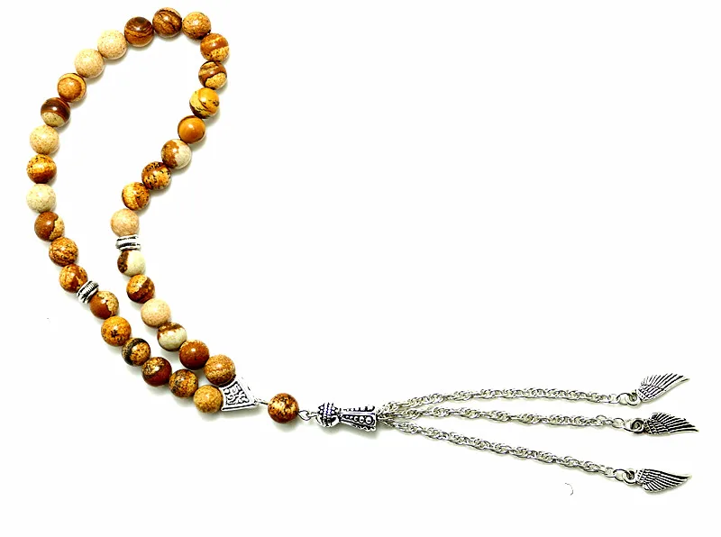 Круглые бусины 8 мм из коричневого камня 33 молитвенные исламский фаллах для