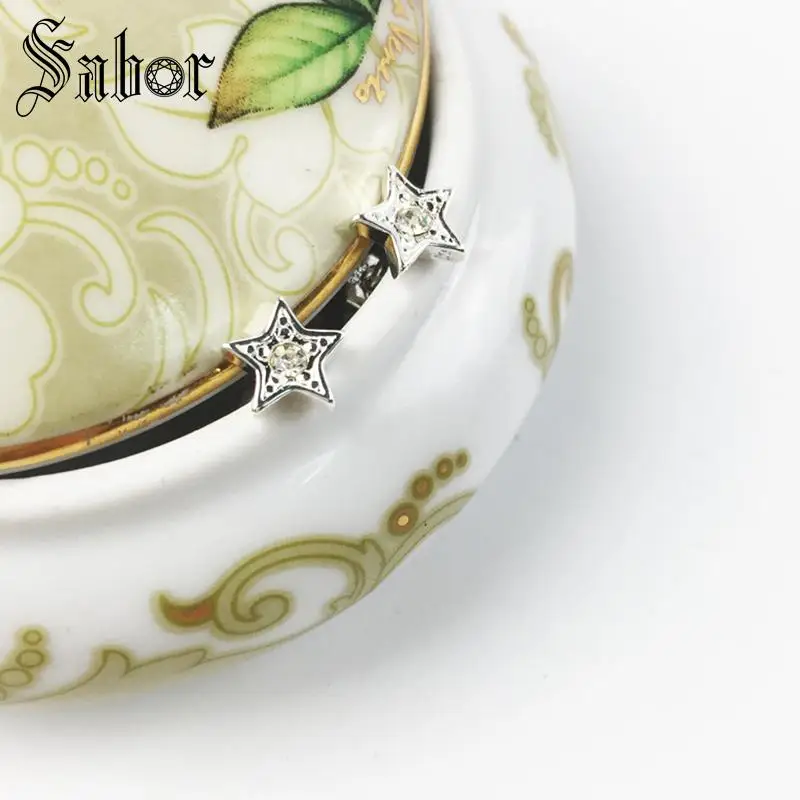 Серьги гвоздики со звездами модные ювелирные изделия в виде неба стразы