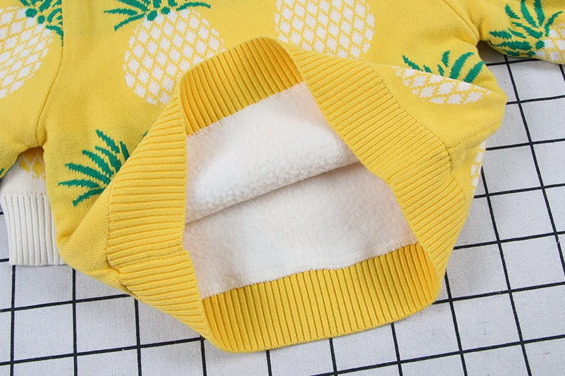 Детский свитер вязаные пуловеры осенне зимняя верхняя одежда с принтом ананасов