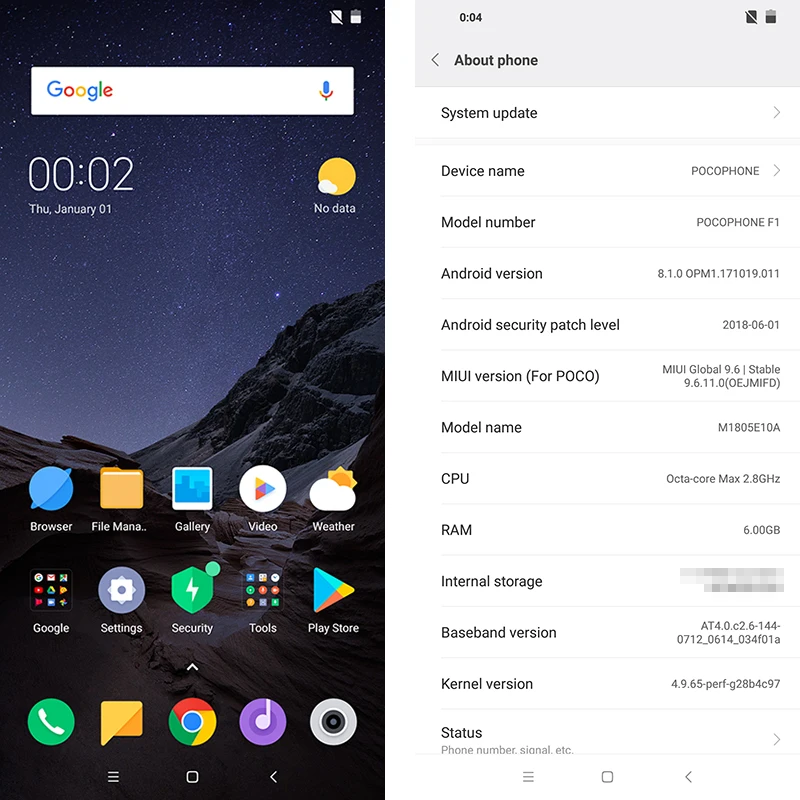 Смартфон Xiaomi POCOPHONE F1 POCO 6 ГБ 64 Гб Snapdragon 845 18 дюйма с двумя камерами на весь экран AI