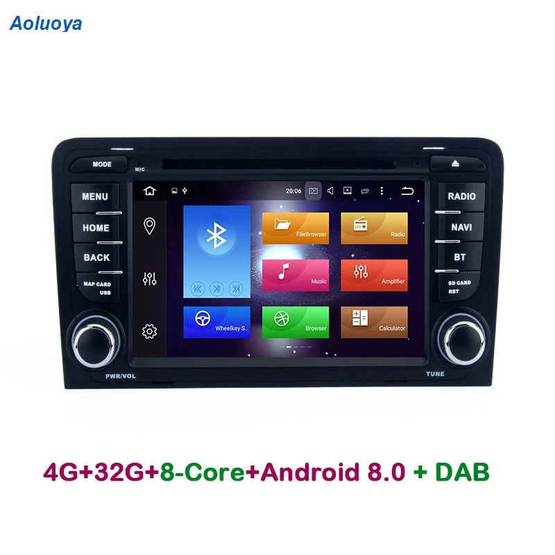 Aoluoya 7&quot 4G RAM 32G ROM Octa Core Android 8.0 2 Din CAR Radio GPS Navigation For AUDI A3 2003 2004 2005-2013 S3 2003-2010 2011 |