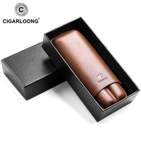 cohiba gadgets brown leather cigar case holder case humidor 2 tube count portable travel humidor with gift black pouch box