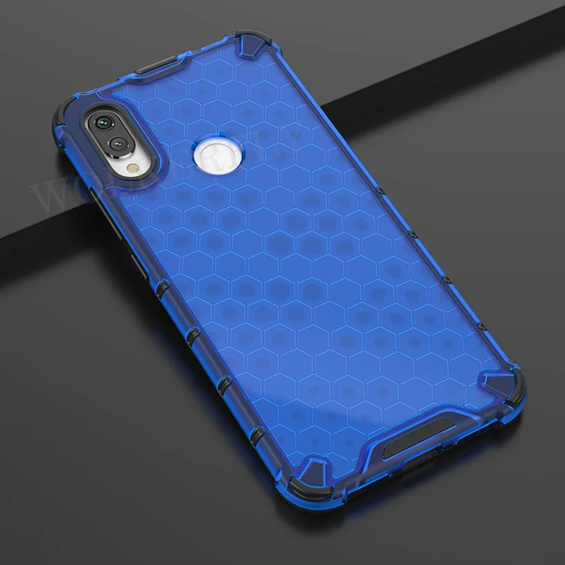 Clear Blue Гибридный защитный чехол из ТПУ+ поликарбоната для Red mi Note 7 5 8 Pro, прозрачный противоударный чехол с Сотами для Xiaomi mi 9 Lite CC9 CC9E A3, красный чехол для mi 7 - Цвет: Clear Blue