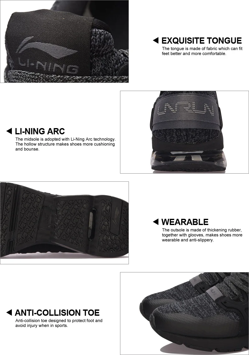 Li-Ning/мужские кроссовки для бега с пузырьковой дугой, износостойкие, с противоскользящей подкладкой, спортивная обувь, дышащие кроссовки, ARHM091 XYP592