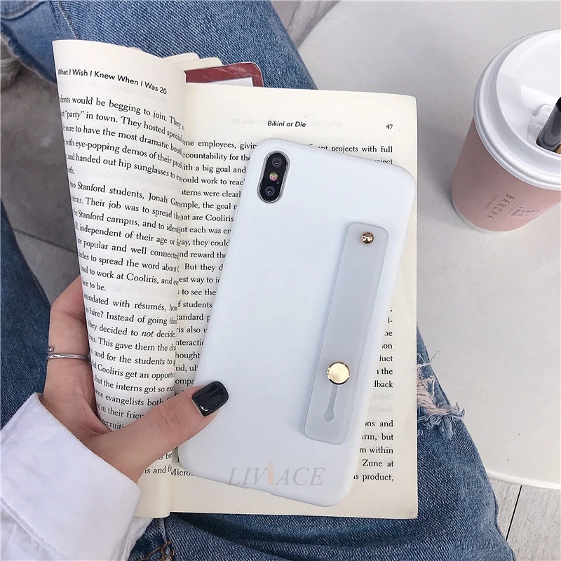 Hand Band white Чехол для iphone x, xr, xs, max, ремешок на руку, силиконовый чехол s, для iphone 8, 7, 6, 6s plus, 5, 5S, se, держатель, подставка, ТПУ, задняя крышка - Цвет: Hand Band white