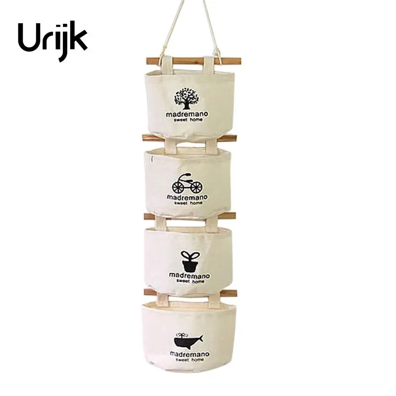 Urijk 4 шт./компл. льняная хлопковая тканевая настенная Сумка Для Хранения Чехол 8