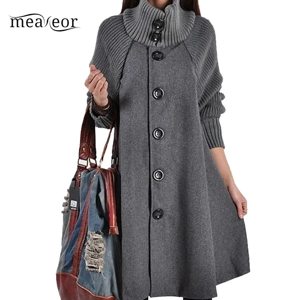 Meaneor/женское повседневное пальто с воротником-стойкой воротником-фонариком