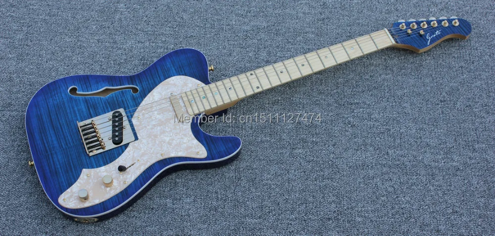 Грот 2017 Новый Стиль Гитара Транс Синий Твердый корпус электрогитара TL бесплатная