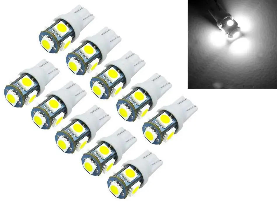 10 шт. Led T10 5050 12V W5W 194 168 6000K автомобиль из Canbus светильник-излучающие диоды независимая 5Led лампа без ошибок Univ авто лампа