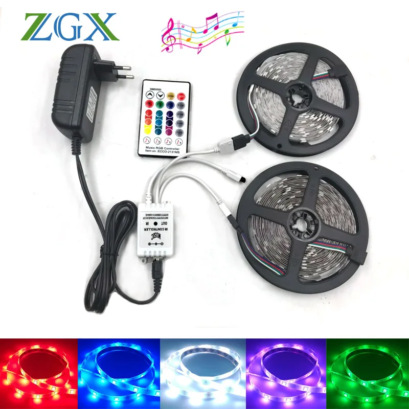 ZGX музыкальная синхронизация RGB Светодиодная лента лампа 5050 5 м 10 неоновый Декор