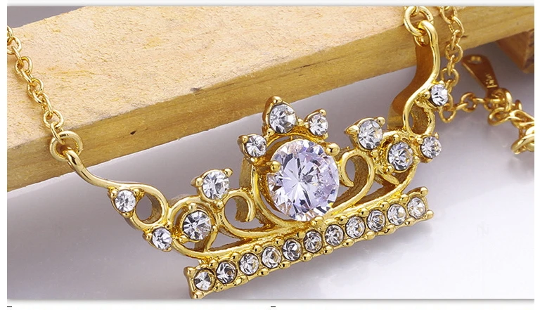 2015 RaN brand fine jewelry Crown Crystal Diamond valentine's day necklace white stone gemstone pendant | Украшения и