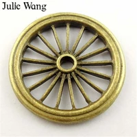julie wang 2 10pcs carriage wheel charms alloy antique bronze round circle pendant jewelry making accessory handmade home decor