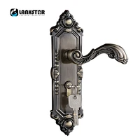lanxstar manufacturer direct sale hard strength zinc alloy indoor handle lock mechanical key mute cylinder wood door handle lock