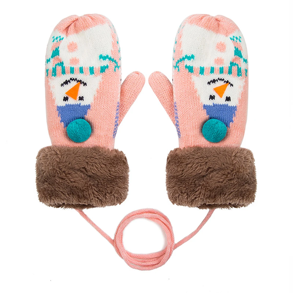 pink REAKIDS, модные милые детские перчатки, шерстяные рождественские детские перчатки с лосем, зимние перчатки, хлопковые плюшевые теплые митенки, перчатки, варежки - Цвет: pink