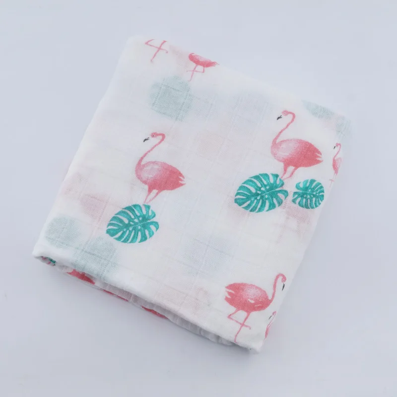 Flamingos Детское одеяло Muslinlife, дышащее, муслиновое, обертывание, для новорожденных, хлопок, бамбуковое волокно, детское Пеленальное многофункциональное муслиновое постельное белье, 120*120 см - Цвет: Flamingos
