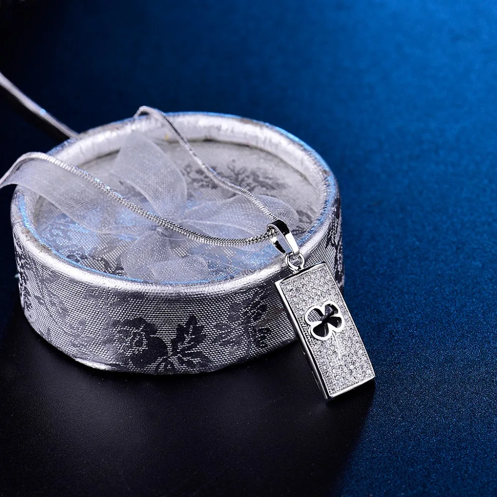 HUCHE Square With Clover Hollow Pendant For Necklace Women Pave AAA Cubic Zircon Vintage Copper Fashion Jewelry HYJP051 | Украшения и