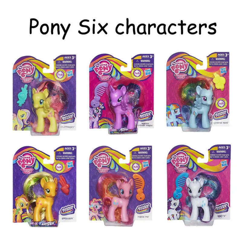 Фигурки 8 см лошадка с куклой шесть персонажей игрушки Rarity & Rainbow Dash Twilight Sparkle Fluttershy