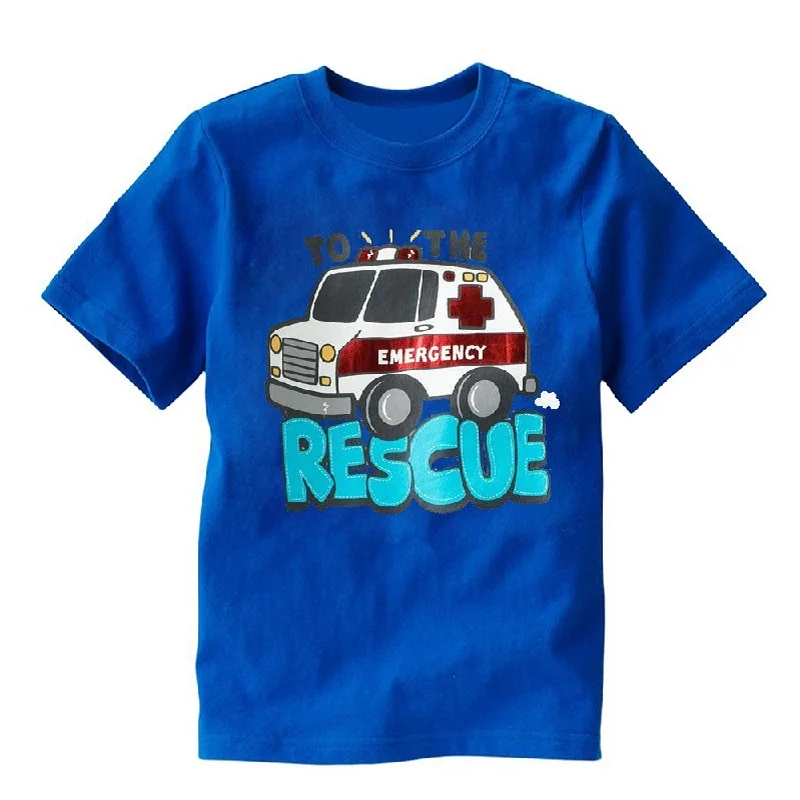Пожарная машина спасательные футболки для мальчиков пожарная Одежда маленьких с