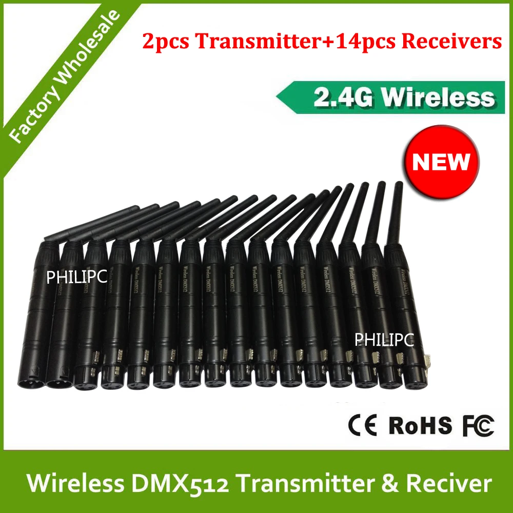 

DHL Fast Free Shipping Professional Wireless 2.4Ghz Wireless DMX512 Transmitter & Receiver new antenna wireless