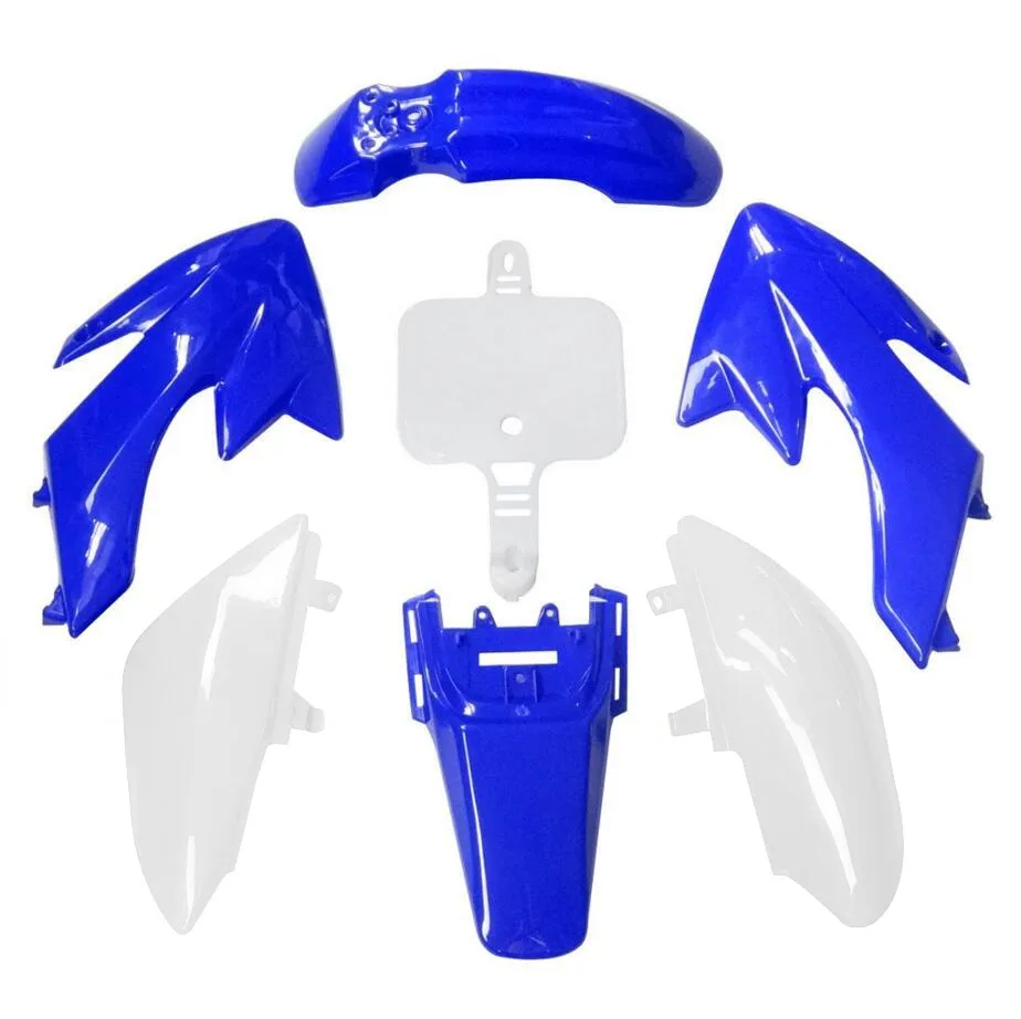 4 blue 3 white TDPRO мотоциклетный крыло комплект брызговиков пластик полный обтекатель корпус чехол для Moto Enduro Honda 50cc-160cc SDG модели SSR и Pit Dirt Bike - Цвет: 4 blue 3 white