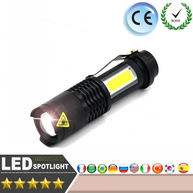 3800LM XML-Q5 + COB светодиодный фонарик Портативный мини ZOOM torchflashlight использование AA 14500