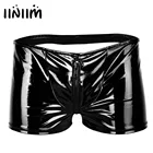 Мужские Эротическое белье Открыть Батт трусы-боксеры Блестящий металлический молнии дуга Чехол Нижнее белье с низкой посадкой Сексуальные трусы Мужское нижнее белье с принтом