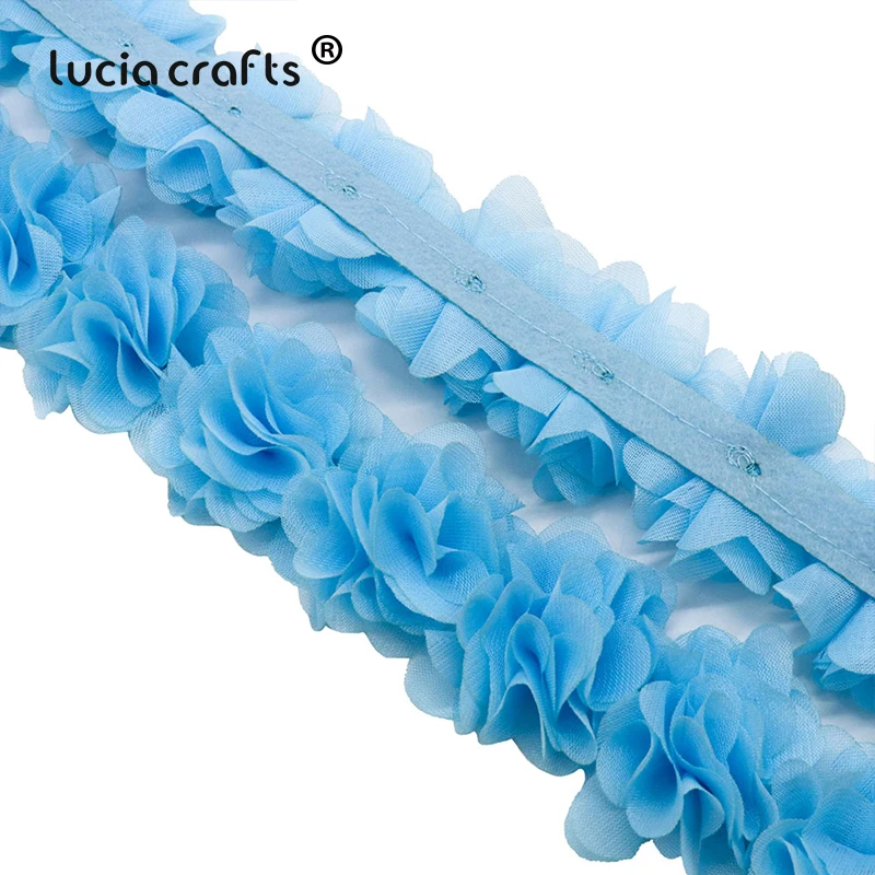 Lucia Crafts 1 ярд/партия кружевная ткань 10 цветов Цветочная отделка полиэфирная лента
