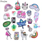 Праджня мультфильм нашивки в форме единорога радуги для девочек с принтом котов гладить на вышивку патч с милыми совами аппликация для одежды наклейки 