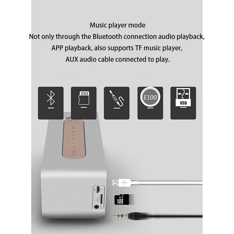 Bluetooth колонка с будильником FM радио стерео 8 часов работы перезаряжаемая батарея