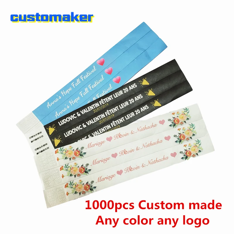 1000 шт. браслеты с цветным принтом логотипа на заказ индивидуальный свадебный