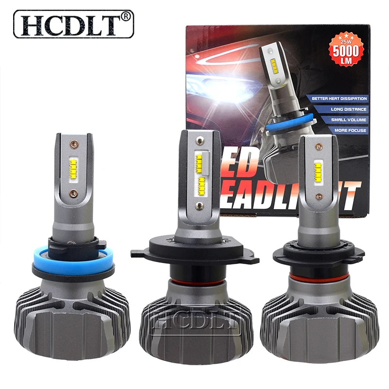 Hcdlt супер яркий H4 светодиодный фары лампы H7 H11 HB3 9005 HB4 9006 50 Вт 10000LM чипы ZES 6500 K белый автомобиль Светодиодная лампа для авто фары