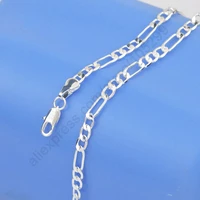 one piece retail fast shipping 16 24inch fashion 925 sterling silver nice figaro necklace chain jewelry fit for man woman 4mm