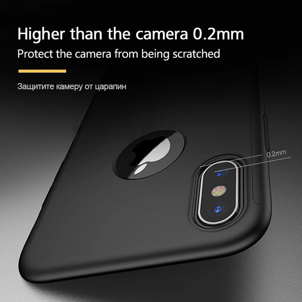 FLOVEME 360 Full Protective Case For iPhone X 8 7 Plus 6 6S Tempered Glass Cases 5 5S SE Phone Back Cover |