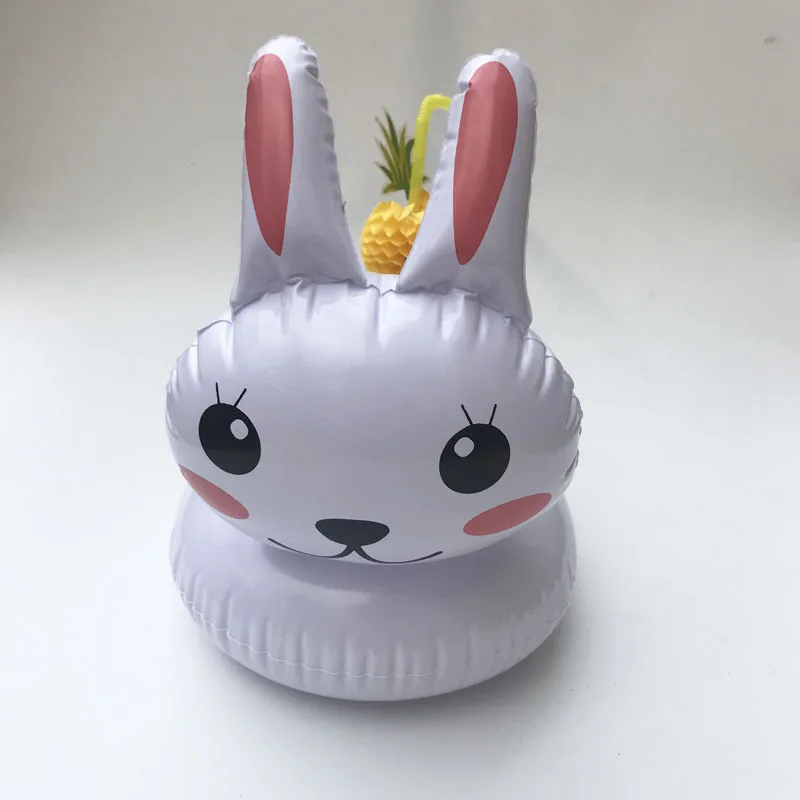 rabbit Милые летние надувные игрушки медведь/единороги/кролик/КИТ/акула/морские львы надувные чашки коврики бассейн Вечерние - Цвет: rabbit