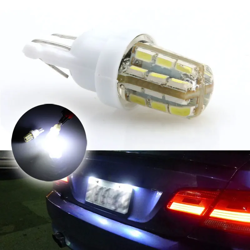 Ксеноновые белые 24 SMD T10 168 194 3014 Светодиодный лампы для автомобильных номерных