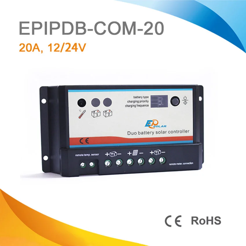 PWM Бесплатная доставка 20A контроллер EPIP COM двойной батареи солнечный регулятор