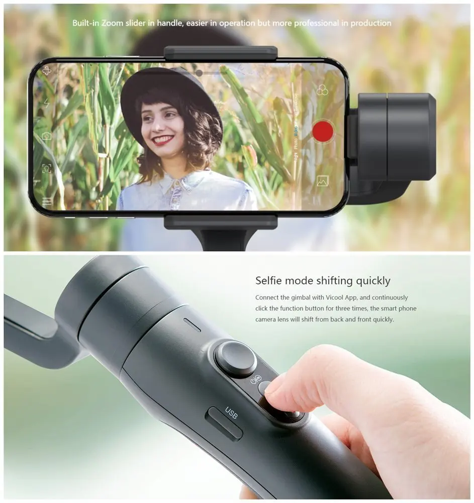 FeiyuTech Vimble 2 Выдвижная Ручной карданный 3 осевой стабилизатор для смартфона с